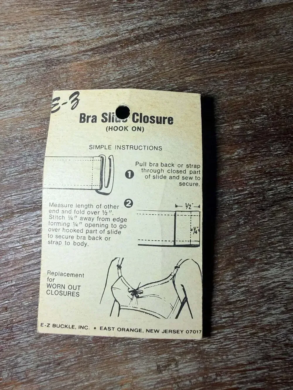 Vintage E-Z Buckle Inc. Bra Slide Closure Hook On 1/2-Inch Replacement Set